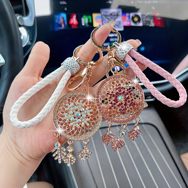 Elegant Rhinestone Dreamcatcher Keychain - Durable Alloy with Lobster Clasp, Perfect for Women'S Handbags & Car Accessories, Birthday Gift Idea, Car Keychain | Elegant Keychain | Rhinestone Embellishments, Keychain for Purse
